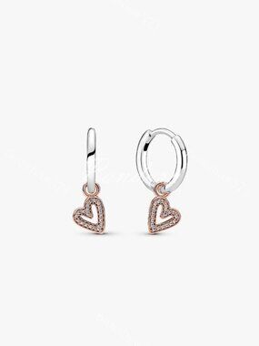 Pandora Sparkling Freehand Heart Hoop Earrings
